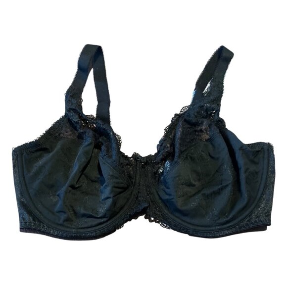 Delimira Lace Underwire Bra 38E Black W578 Full Support Adjustable Straps - Picture 1 of 5